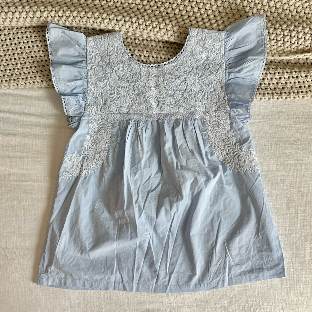 J.Marie Blue & White Embroidered Top - Picture 3 of 4